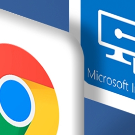 Logos of Google Chrome and Microsoft Internet Explorer are displayed side by side. Chrome's logo is circular with red, yellow, green colors; Internet Explorer's is blue with text "Microsoft Internet Explorer."