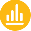 Icon depicting a white bar chart with five bars of varying heights on an orange background. The chart symbolizes data analysis or statistics. There is no text in the image.