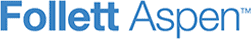 The text "Follett Aspen™" appears in blue, stylized letters on a white background.
