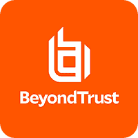 The logo consists of a stylized "b" and "t" on an orange square background with rounded corners. Text below reads "BeyondTrust" in white.