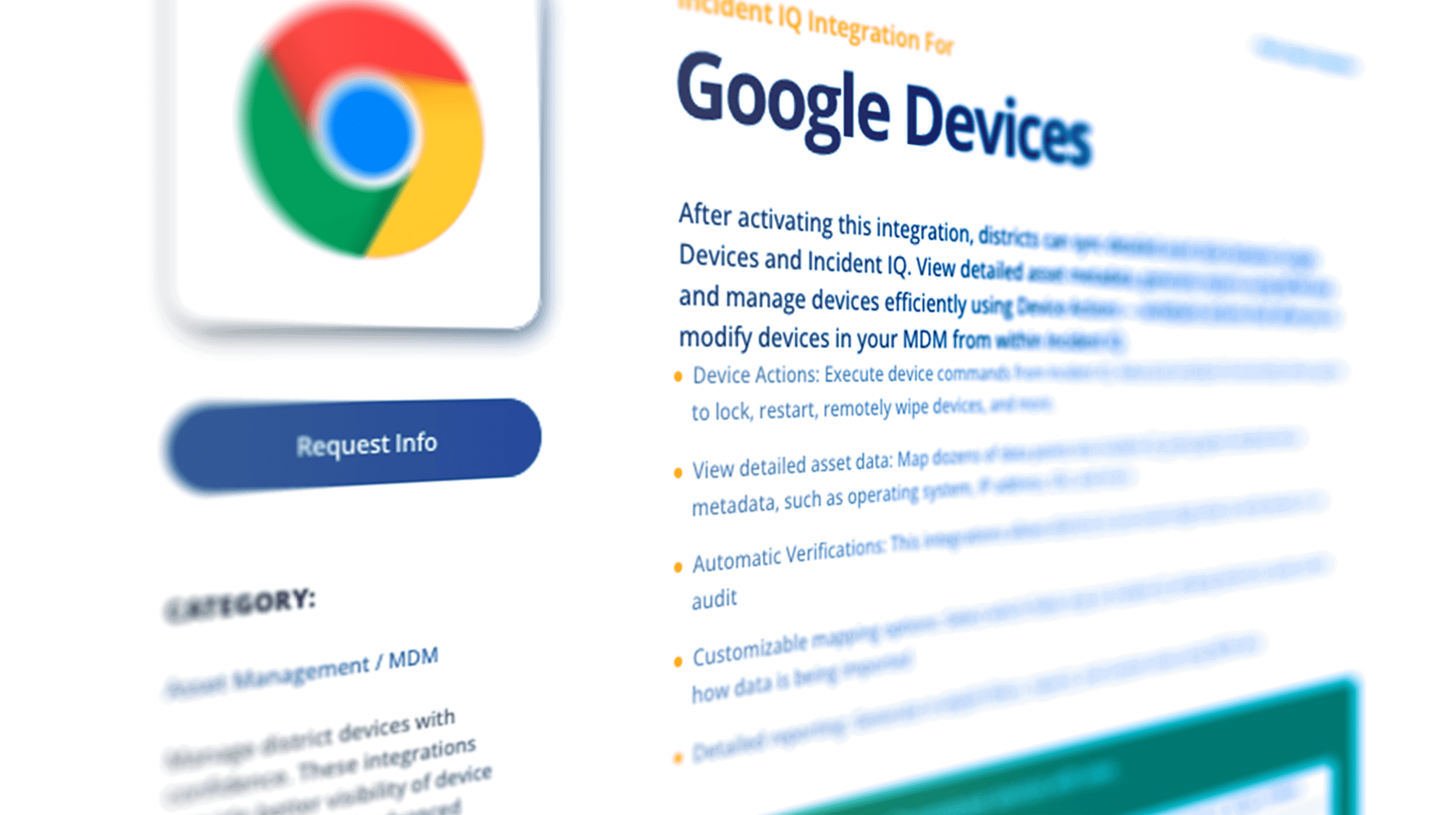 Image of info request page for Incident IQ's Google MDM integration