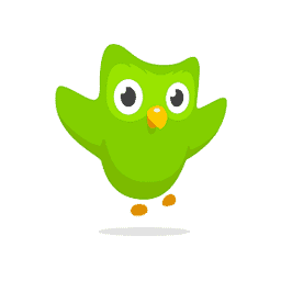 A green owl with large eyes is jumping joyfully. Its small, yellow feet are slightly off the ground, surrounded by a white background, suggesting a cheerful and energetic mood.