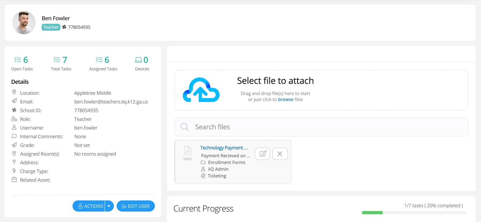 Employee records screen on Incident IQ platform