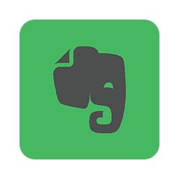 A stylized elephant head logo featuring a folded page effect is centered on a green square background, representing a note-taking application.