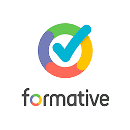 A colorful checkmark overlaps a circular gradient, with the word "formative" in lowercase beneath, set against a plain white background.