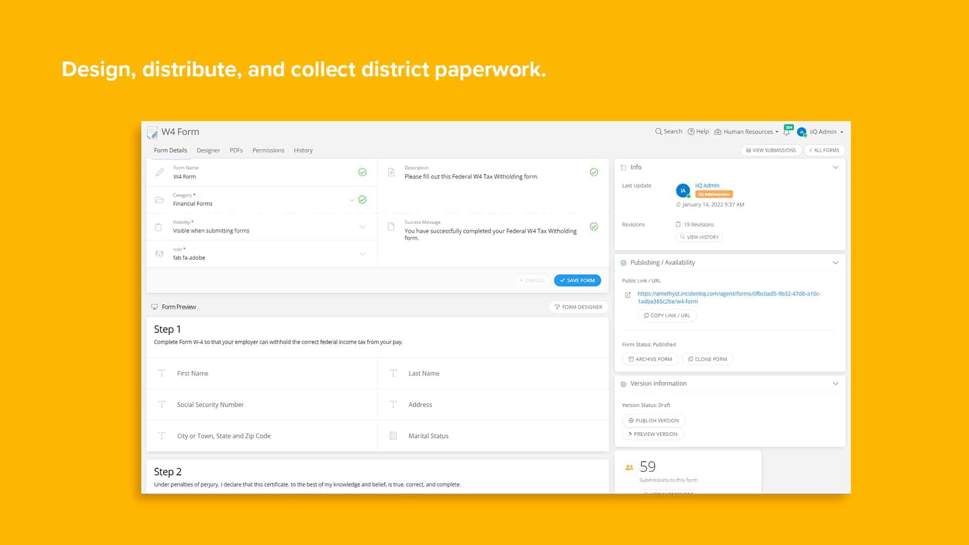 Screenshot of Incident IQ's Form Manager app interface