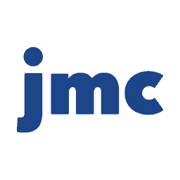 The text "jmc" is displayed in bold, lowercase blue letters on a white background, centered within the image.