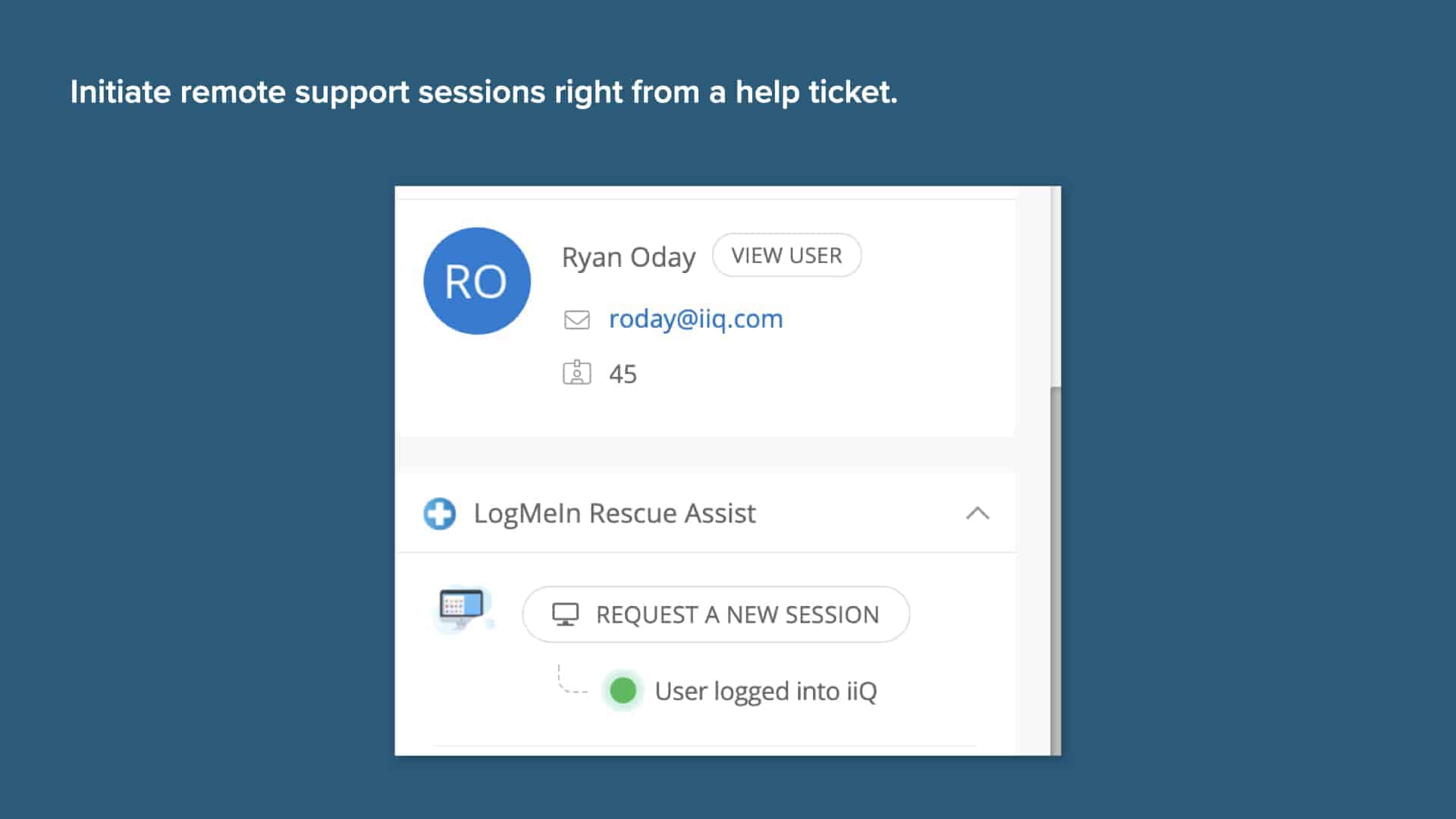 Screenshot of how to request support sessions from Incident IQ's help ticketing platform