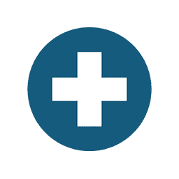 A white cross centered on a blue circular background, resembling a medical or hospital symbol, with no additional text or context visible.