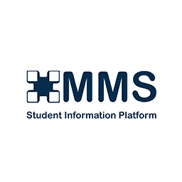 Logo depicting a puzzle piece beside the text "MMS" in bold, with "Student Information Platform" underneath. The background is white, emphasizing the dark text and symbol.