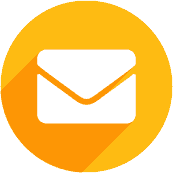 Circular yellow background with mail envelope icon
