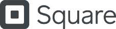The object is Square's logo: a stylized square symbol next to the word "Square" in a simple font. The action and context involve a dark background highlighting the logo.