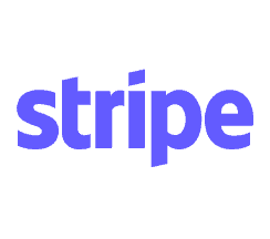 The word "stripe" is displayed in lowercase, white text, centered on a solid blue background.