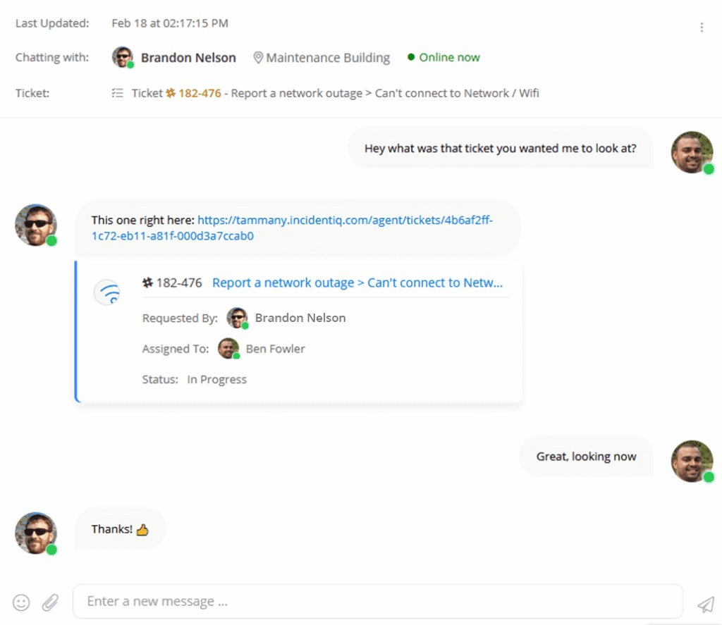 help desk chat thread