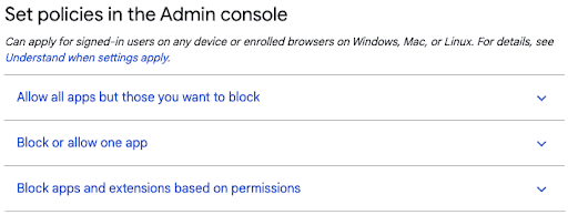 How to set policies in Google admin console