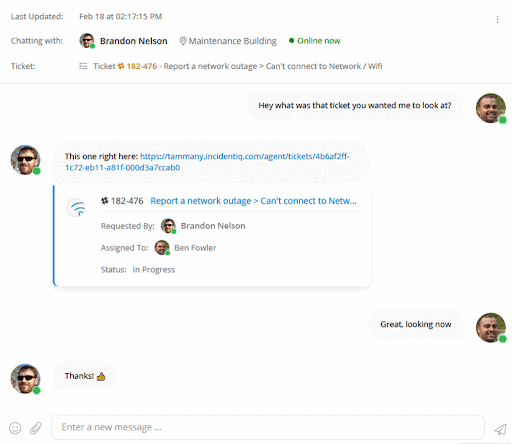 School help desk software chat thread