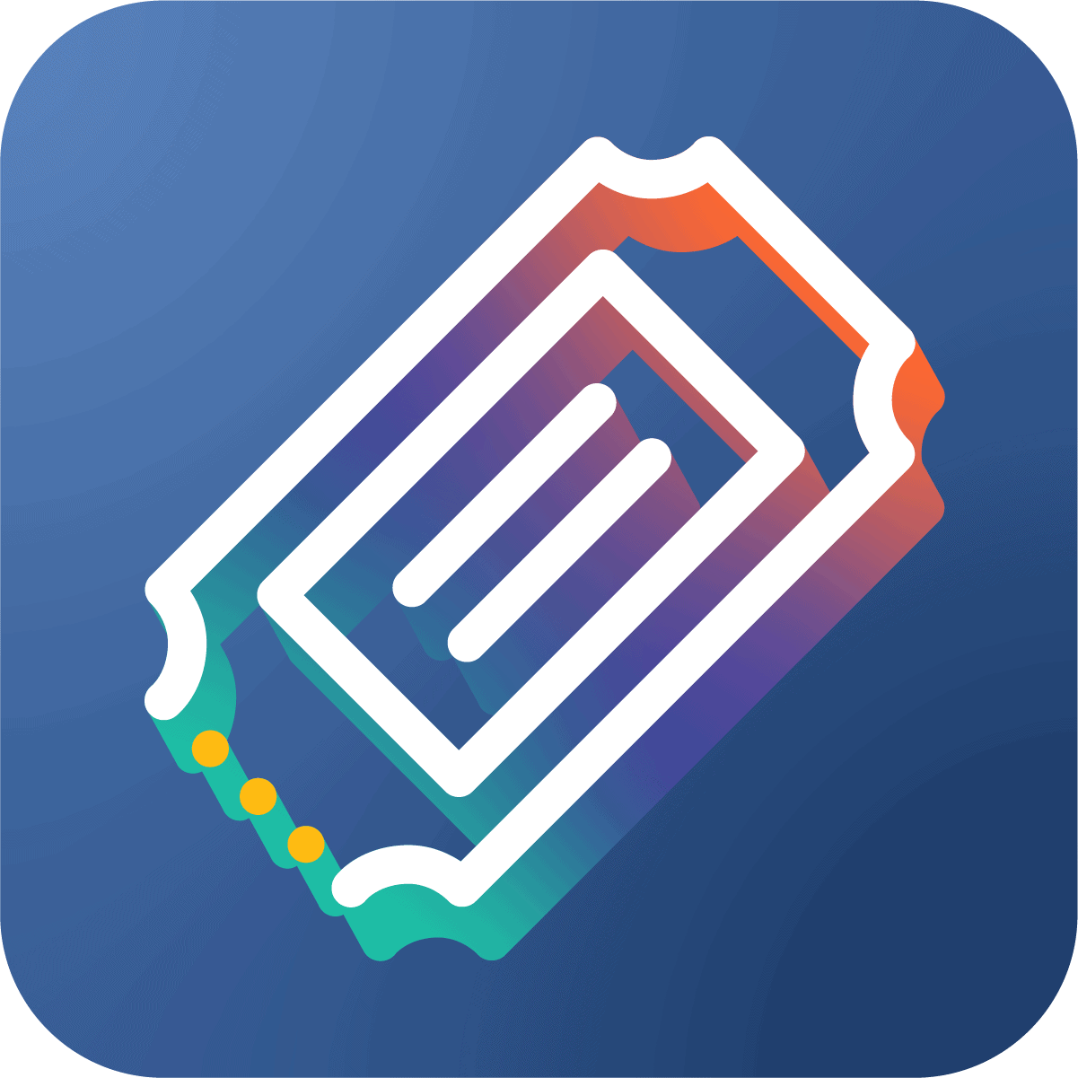 Colorful icon of a ticket on blue background