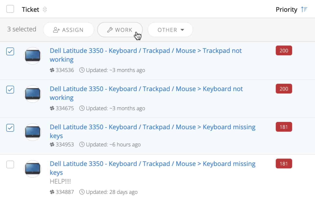 Batch actions screen image