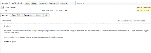 Funny IT help ticket