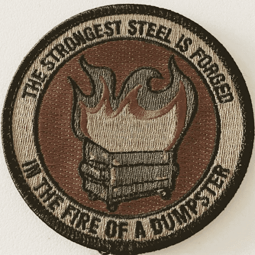 Funny dumpster fire patch