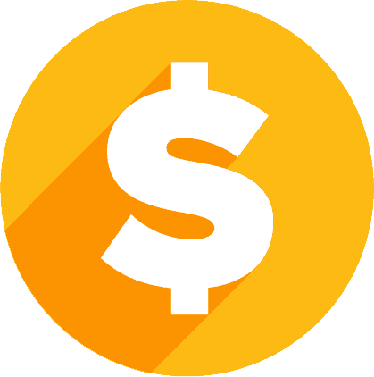 A large white dollar sign casts a shadow, centered against a bright yellow background.