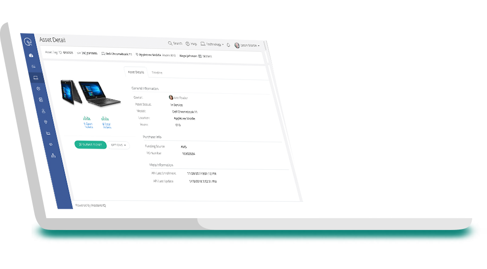 Laptop with Asset detail screen image