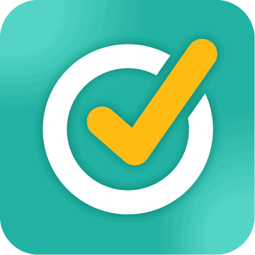 A yellow checkmark icon sits within a teal square, centered over a white circular outline, creating a clean, minimalist design with no text.