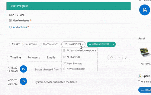 Short video on how to manage ticket shortcuts on the Incident IQ platform