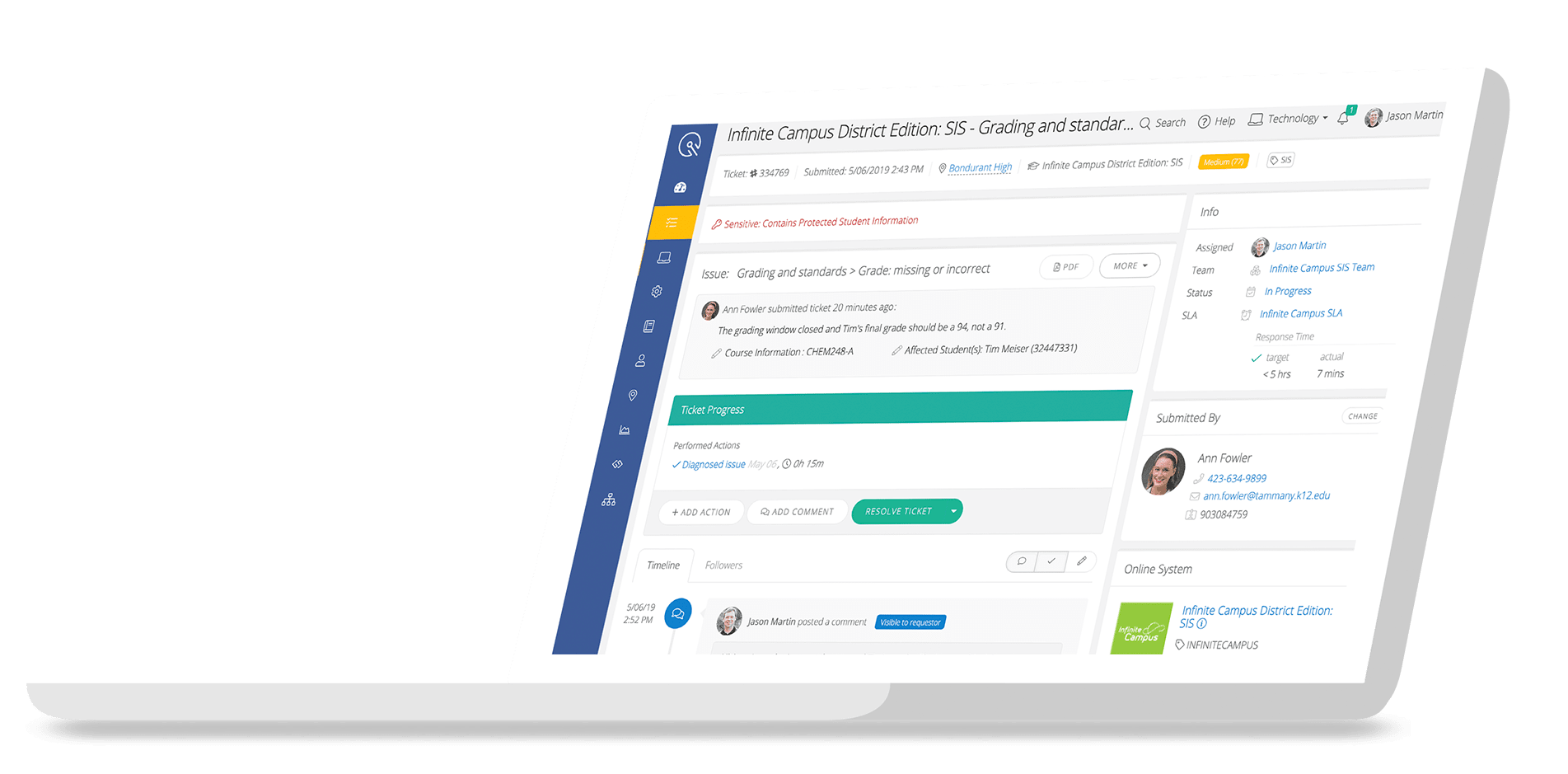 Help Ticketing screen on laptop