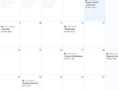 Event Calendar for the month.
