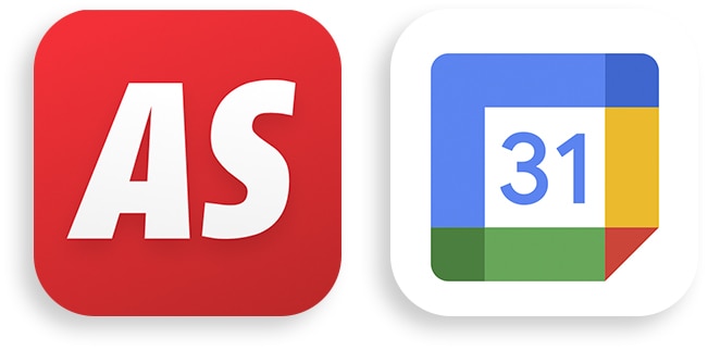 Arbiter Sports and Google Calendar app icon.