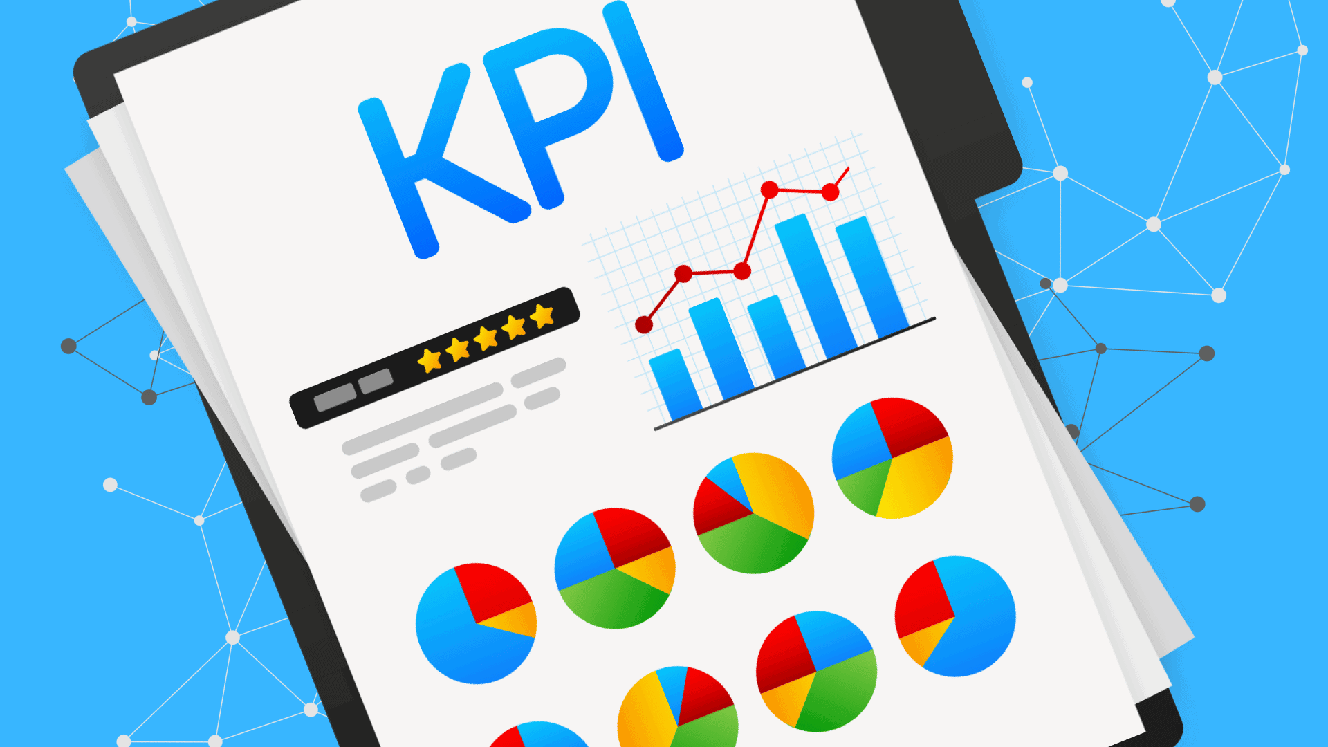 Illustration of KPI report showing charts and graphs.