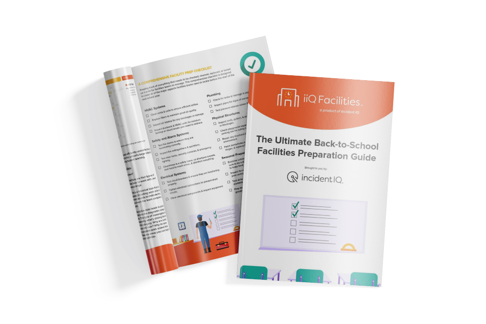 Image of front cover of printed guide overlaying of open book depicting a written content and charts.