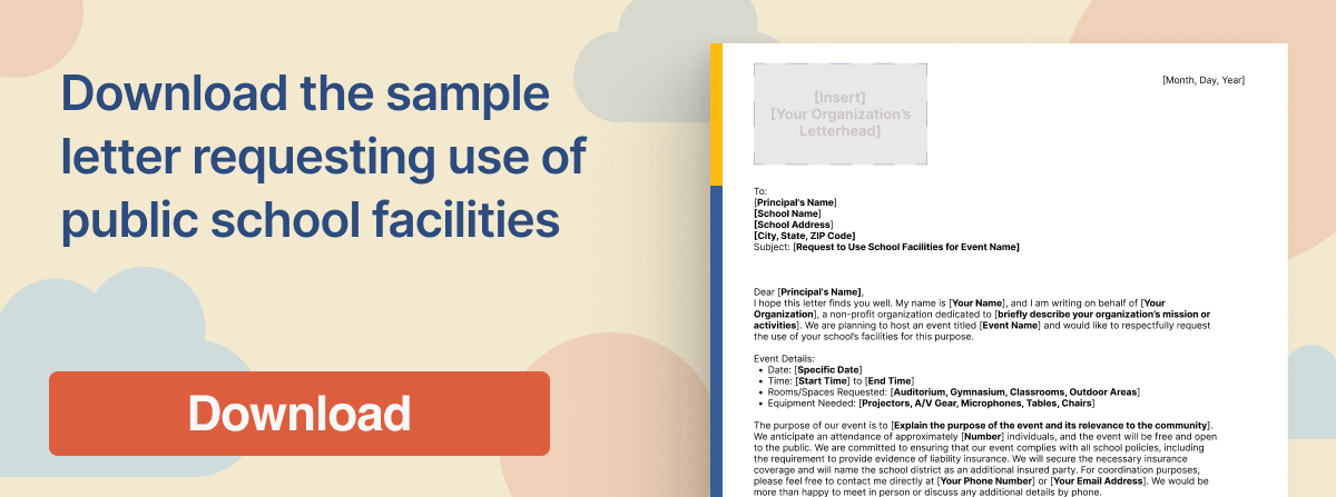 Download the sample letter requesting use of public school facilities