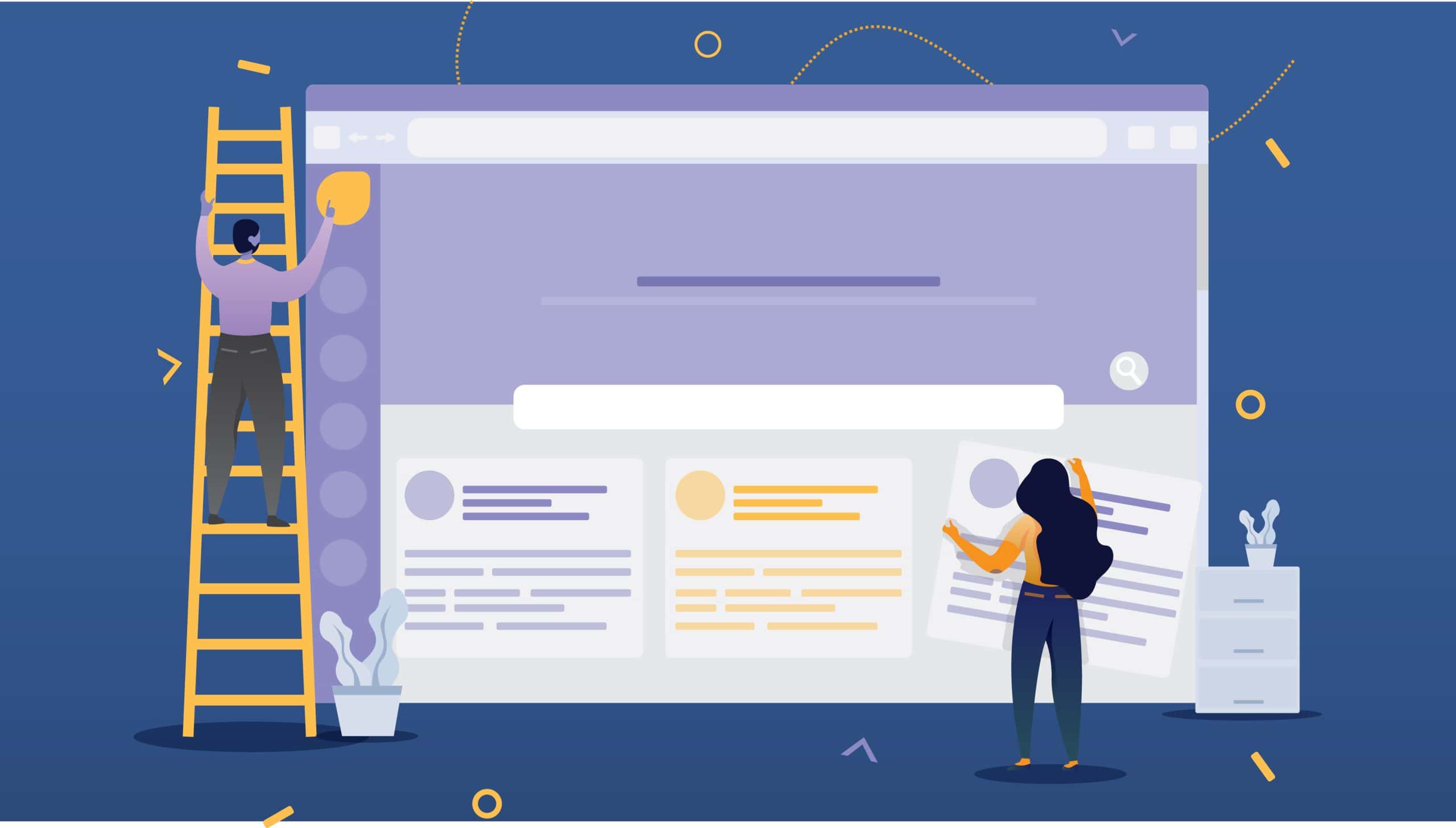 People looking at a webpage and tapping through help desk ticket templates.