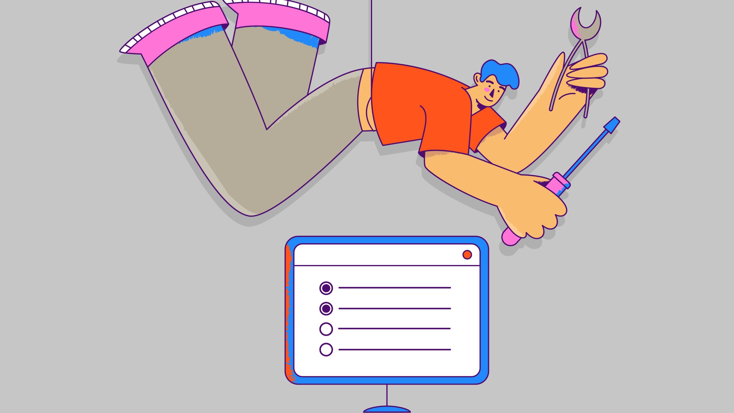 Man working on a repair order template for schools.