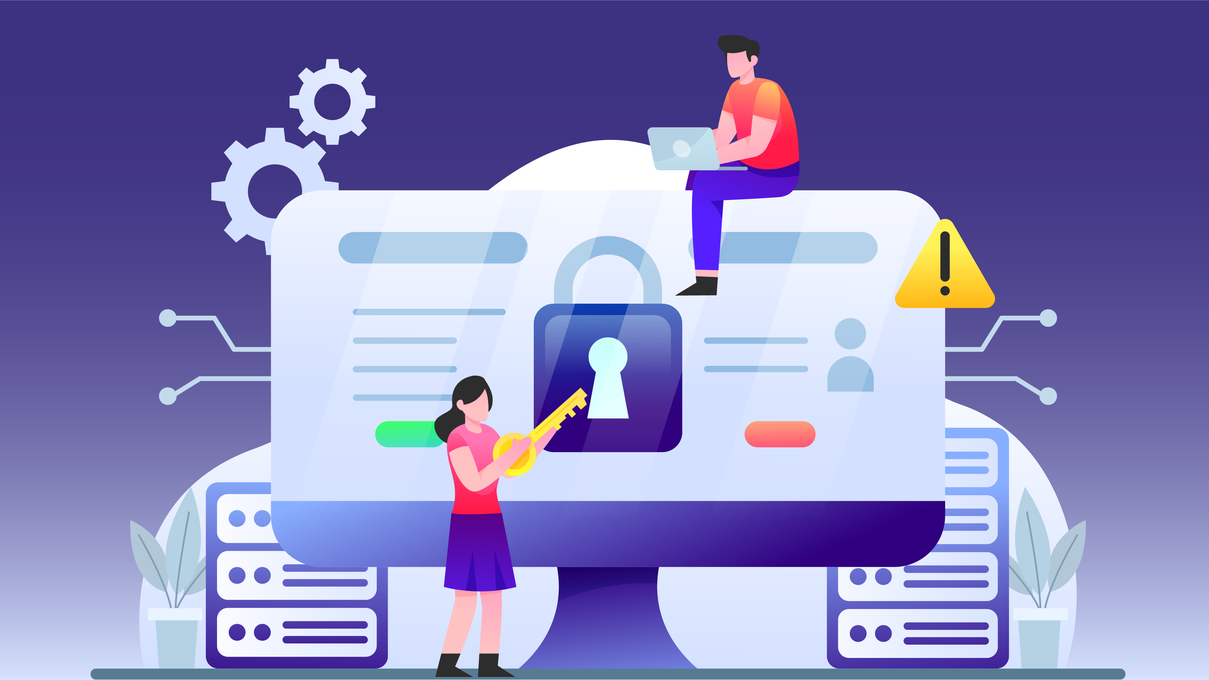 People adjusting the cybersecurity of devices.